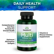 Swanson High Potency Multivitamin Without Iron Softgels, 120 Count