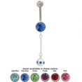 thumbnail image 1 of Dangling Design Belly Ring with Cz Gems 14G, 1 of 1