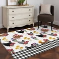 thumbnail image 3 of Area Rug for Living Room, Farmhouse Rooster Non-Slip Indoor Large Carpet for Bedroom/Dining Room, Country Watercolor Flowers Black Plaid Washable Low-Profile Rectangle Floor Runner Rugs - 4 x 6 Ft, 3 of 8