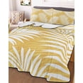 thumbnail image 3 of Quilts Twin Size Bedding Set, Palm Leaves Yellow Lightweight Quilted Comforter, Summer Botanical Coastal Tropical Soft Reversible Bedspread Coverlet with Pillow Covers for All Season, 68" x 86", 3 of 7