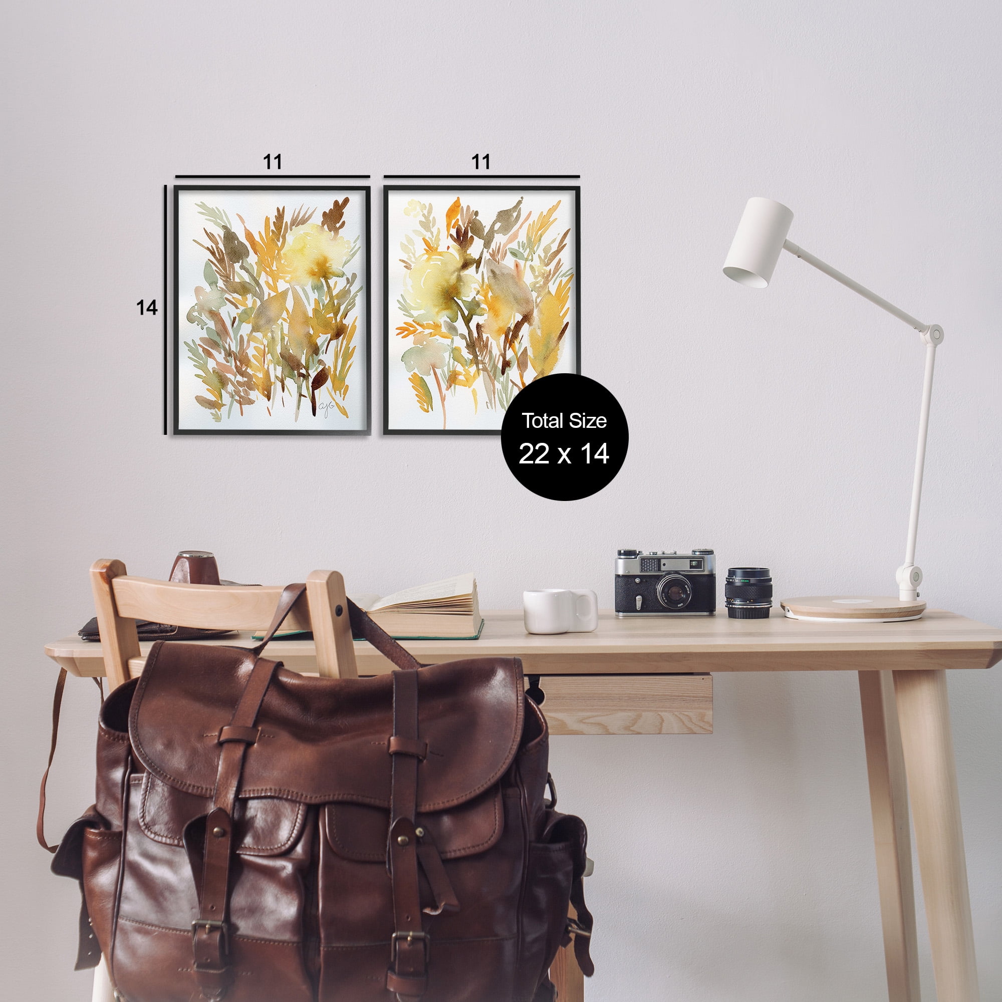 Stupell Industries Country Wheat Abstraction Botanical & Floral Painting Black Framed Art Print Wall Art, 11 x 14, Set of 2