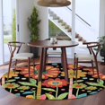 thumbnail image 3 of Round Rugs 6Ft, Vintage Sunflower Round Area Rug Washable Indoor Throw Carpet, Black Boho Retro Summer Botanical Soft Non Slip Circle Rug for Office Cabinet Home Decor Aesthetic, 3 of 8