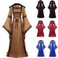 thumbnail image 5 of Womens Retro Halloween Dresses for Women Medieval Viking Costume Plus Size Renaissance Dress Witch Dress With Hooded Vestidos de Moda para Mujer, 5 of 6