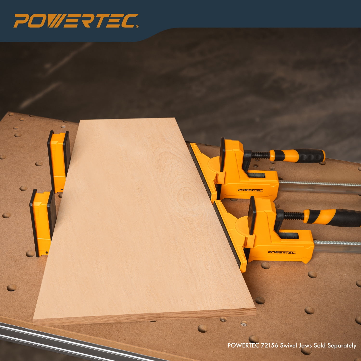 POWERTEC 2PK 48 Inch Parallel Clamps for Woodworking | 90 Degree Heavy Duty Steel Bar Jaw Clamp Spreader Tool (71602)