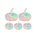 thumbnail image 2 of Zawou 5-Piece Glitter Pastel Pumpkin Set, Thanksgiving Table Centerpiece, Sparkling Autumn Harvest Decoration for Home, Mantle, or Party, 2 of 7