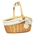 thumbnail image 1 of MesaSe PENGXAING [] Wicker Picnic Basket With Lid Handle and Liner Hand-Woven Storage Basket Rattan Storage Tray Wicker Basket Bread Fruit Food Breakfast Picnic Basket Kitchen Storage Bas, 1 of 6