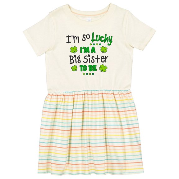 Inktastic I'm So Lucky I'm a Big Sister to Be Girls Toddler Dress