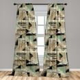 thumbnail image 2 of Abstract Window Curtains, Grunge Feels Earth Tones Drawn Rectangles and Triangles with Stripes Art, Lightweight Decor 2-Panel Set with Rod Pocket, Pair of - 28"x63", Sea Green Dark Khaki, by Ambesonne, 2 of 3