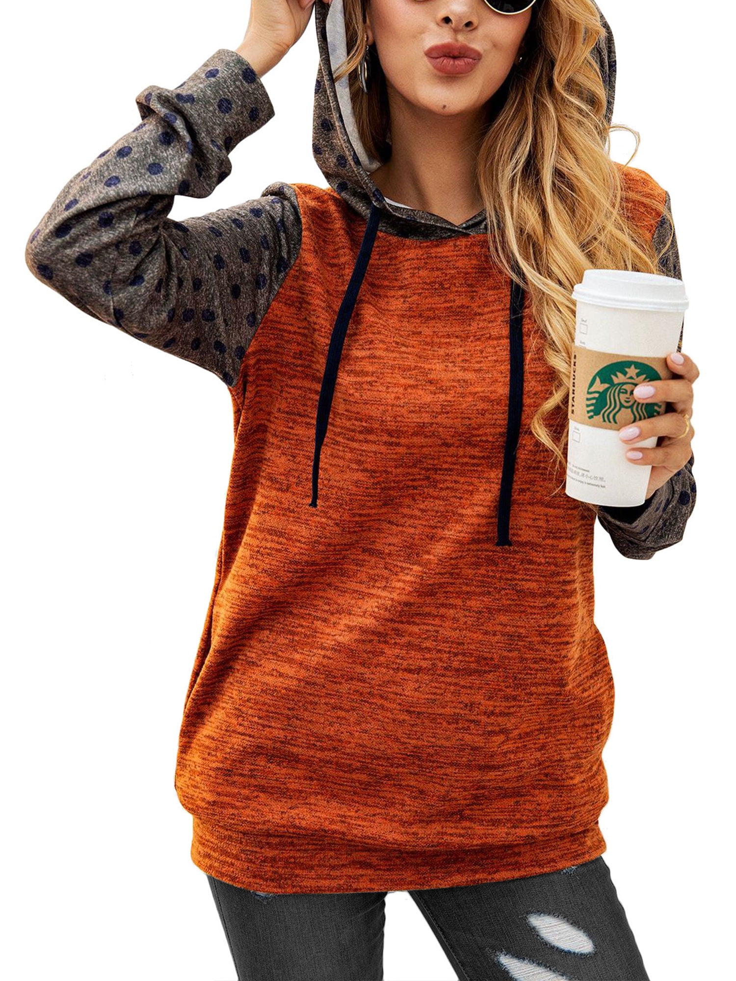 Bellella Women Autumn Winter Leopard Print Splice Hooded Sweatshirt