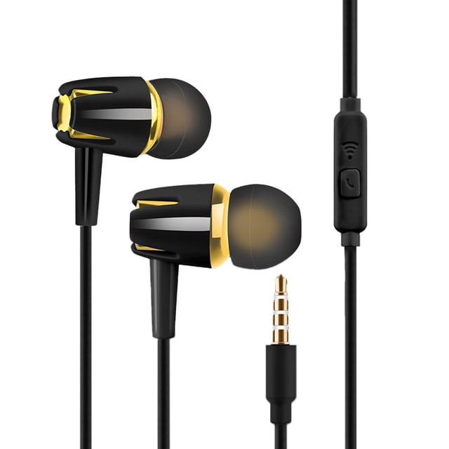Inteprter Auricular con cable Auriculares intrauditivos Escuchar música Auriculares de fitness de 3,5 mm Cables de audio/vídeo Oro negro