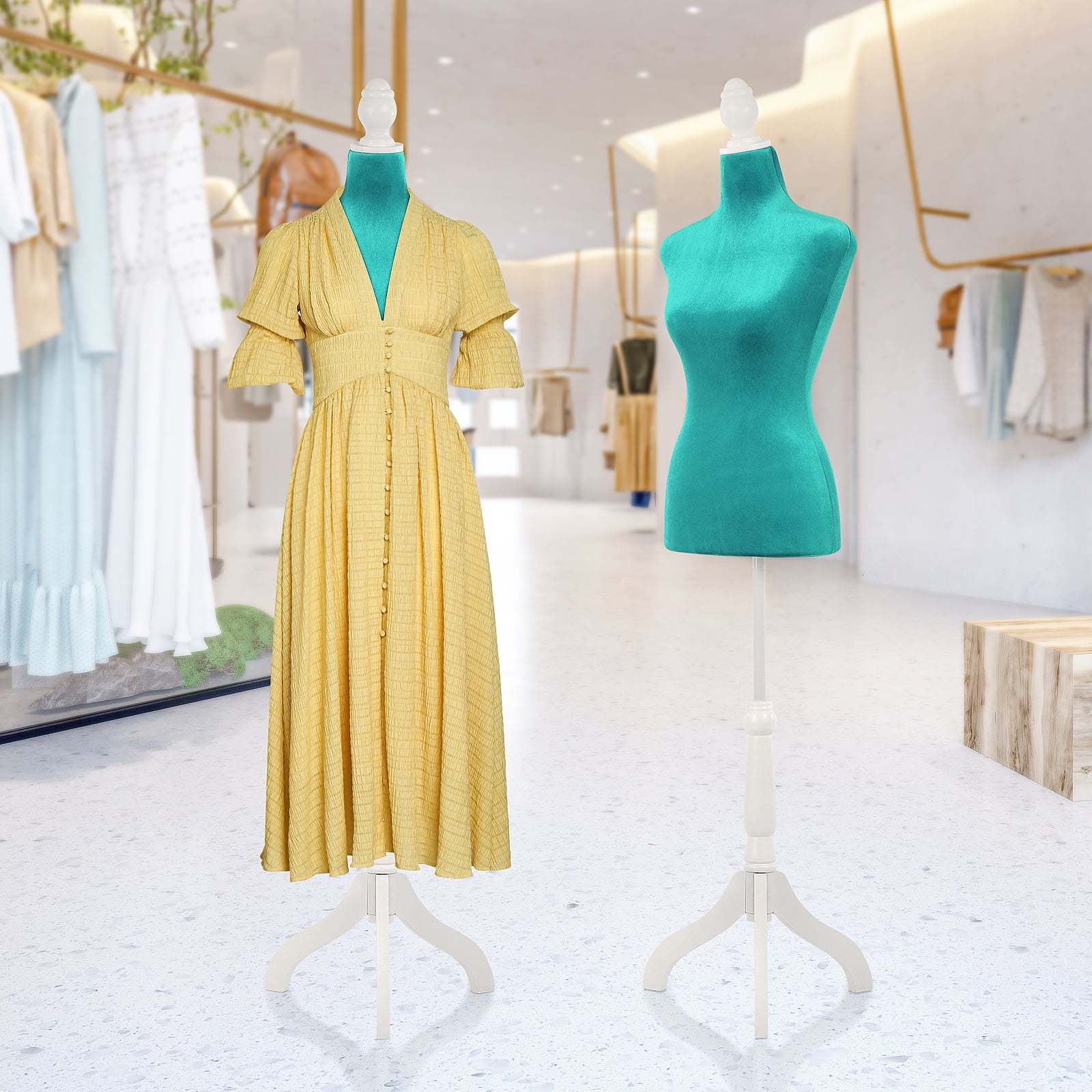 Dkelincs Female Dress Form Mannequin Torso 50-64 Inch Height Adjustable with Wooden Tripod Stand for Clothing Dress Jewelry Display, Green