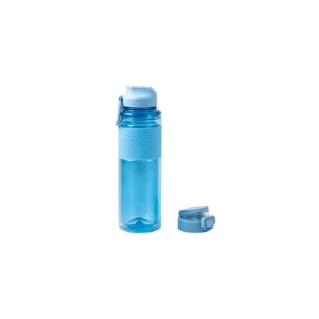 Mainstays 32 fl oz Blue Essence Solid Print Plastic Water Bottle with 2 Interchangeable Lids