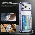 thumbnail image 4 of ELEHOLD for iPhone 17 Pro Case,Clear Card Holder Kickstand Credit Card Slot Soft TPU+Hard PC Slim Bumper Anti-Scratch Shockproof Protective Wallet Case for iPhone 17 Pro,Purple, 4 of 9