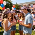 thumbnail image 5 of Darzheoy Independence Day Party Hat, Flag Print Baseball Cap with Wig, Rhinestone-Studded Sunshade Visor, Novelty Costume Headwear for 4th of July, Parade, BBQ, Outdoor, Carnival, 5 of 7