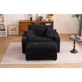 thumbnail image 2 of 55" Oversized Chaise Lounge Chair with Adjustable Ottoman, Modern Corduroy Sleeper Sofa for Living Room, Thick Cushion & Armrests, Sturdy Support, Black, 2 of 7