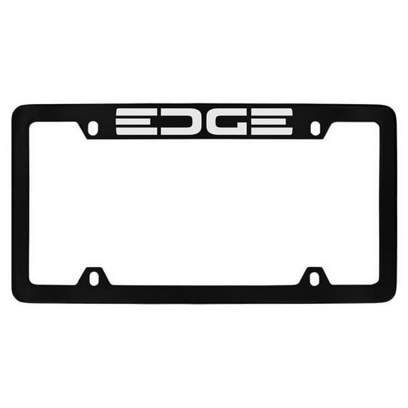 Ford Edge Black Coated Metal Top Engraved License Plate Frame Holder