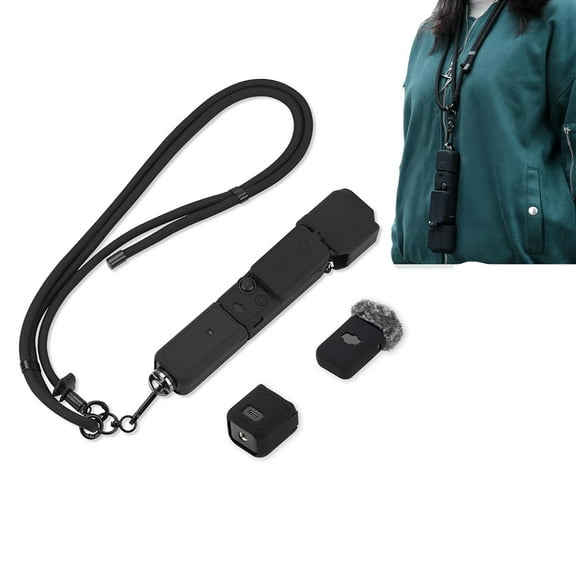for DJI OSMO Pocket 3 Accessories Stylish Soft Silicone Cover & Adjustable Lanyard Protective Case with Crossbody Strap for Travel Vlogging Recording