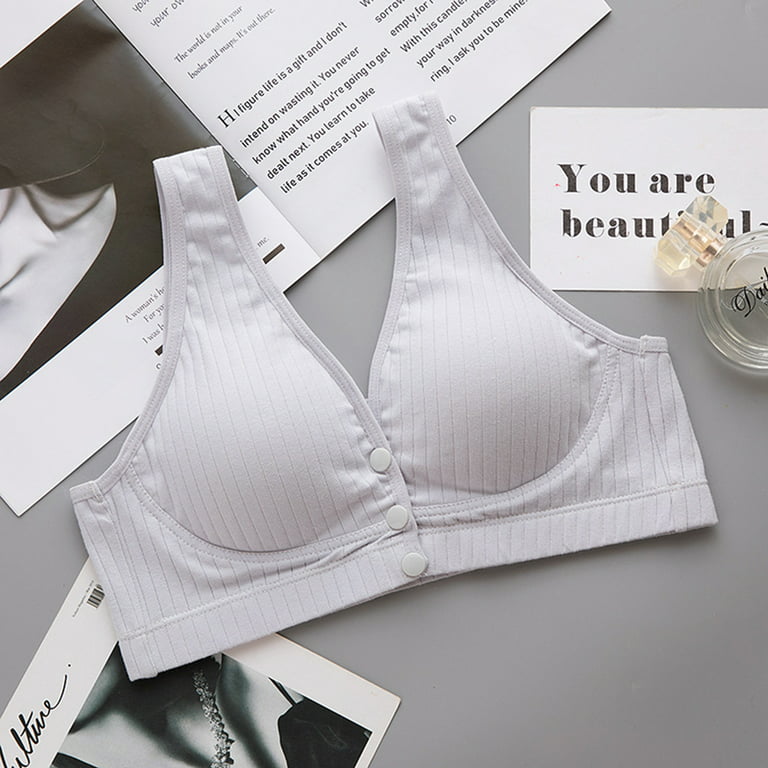 Sehao Maternity Tops Women's Vest Type Underwear Gathered Breast Feeding  Bra With Front Buckle Cotton Blend Pregnant Bra
