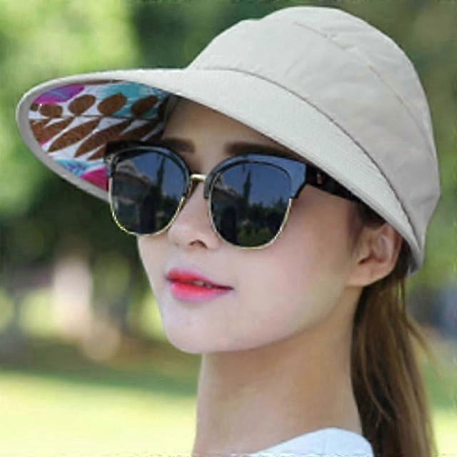 Womens Large Visor Hat Cap Women Wide Brim Sun Anti-uv Golf Tennis
