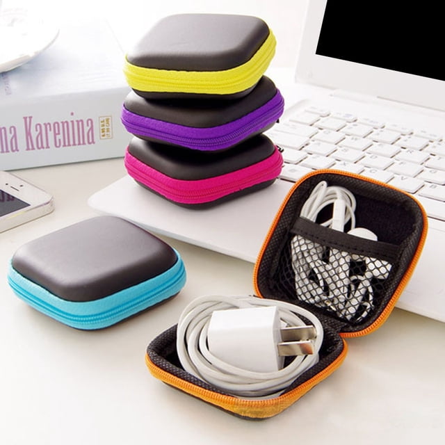 Earphone Headphone Storage Box Portable Zipper PP USB cable case; Cable Smartphone Adapter Bag Pocket Pouch