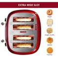 thumbnail image 4 of 4 Slice Toaster Retro Stainless Steel with Bagel Defrost Cancel Function, 6  Settings,  Wide Slot and Removable Crumb Tray, Red, 4 of 7