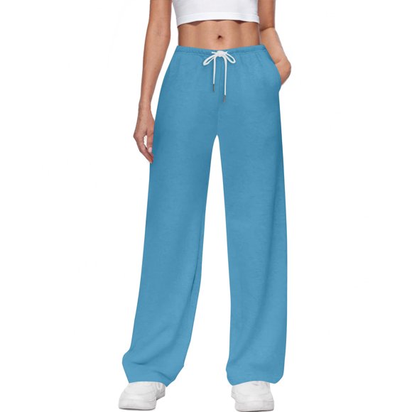 ohmzyzo Wide Leg Sweatpants for Women High Waisted Baggy Sweat Track Pants Drawstring Casual Lounge Pants with Pockets