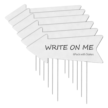 6 Pack White Blank Arrow Yard Signs with Stakes, 17x6 inches Directional Guidepost Decorations, Wedding Birthday Party This Way Signs