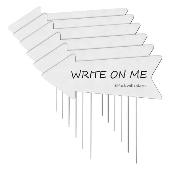 6 Pack White Blank Arrow Yard Signs with Stakes, 17x6 inches Directional Guidepost Decorations, Wedding Birthday Party This Way Signs