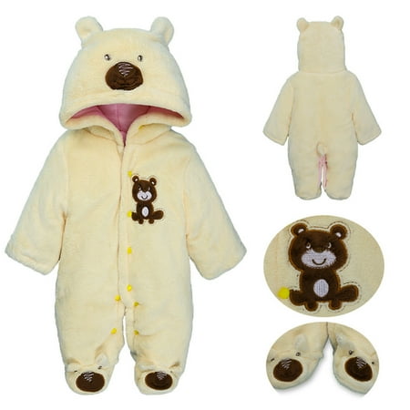 

Newborn Infant Baby Boys Girls Embroidery Cartoon Hooded Romper Warm Clothes CHMORA