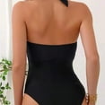 thumbnail image 4 of Uaswgudfs Stylish Womens One-Piece Swimsuit with Plunge Neckline & Central Knot Accent, Sleeveless Swimwear Design Bathing Suits Black L, 4 of 6