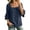 Navy, variant on Tops for Women 3/4 Sleeve Square Neck Solid Color Casual Cotton Linen with Petal Sleeves Top