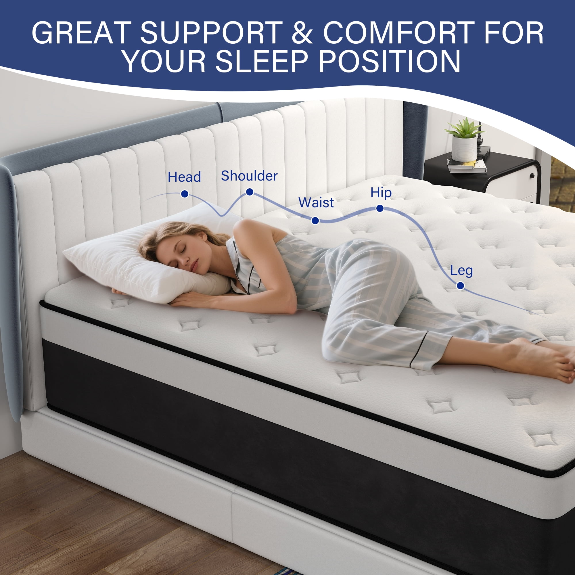 Mulinature 14 inch King Mattress in a Box, Gel Memory Foam and Pocket Spring Hybrid Mattress