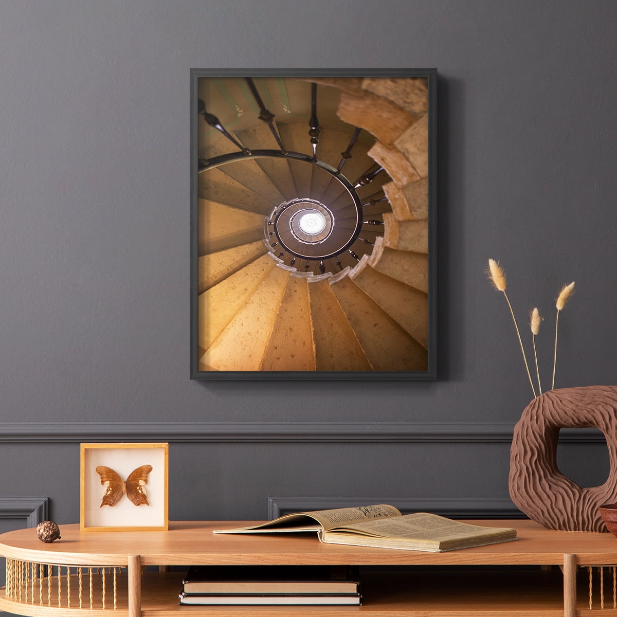 Spiraling II Framed Print in Black Solid Wood Framed Print No Nail Hanging