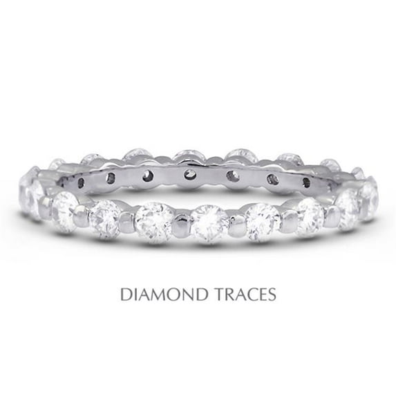 Diamond Traces UD-EWB102-5204 14K White Gold Bar Setting 0.96 Carat Total Natural Diamonds Classic Eternity Ring