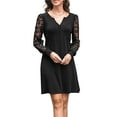 thumbnail image 2 of Fall Dresses for Women Lace Long Sleeve Elegant Slim Formal Party Dress Black XL, 2 of 8