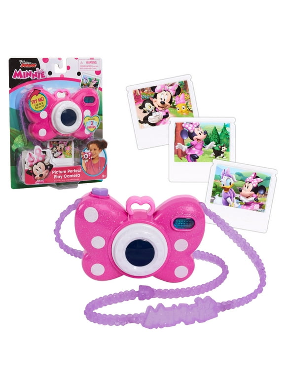 Disney Junior Minnie Mouse Picture Perfect Camera, Lights and Realistic Sounds Pretend Play Toy Camera for 3 Year Old Girls, Officially Licensed Kids Toys for Ages 3 Up, Gifts and Presents