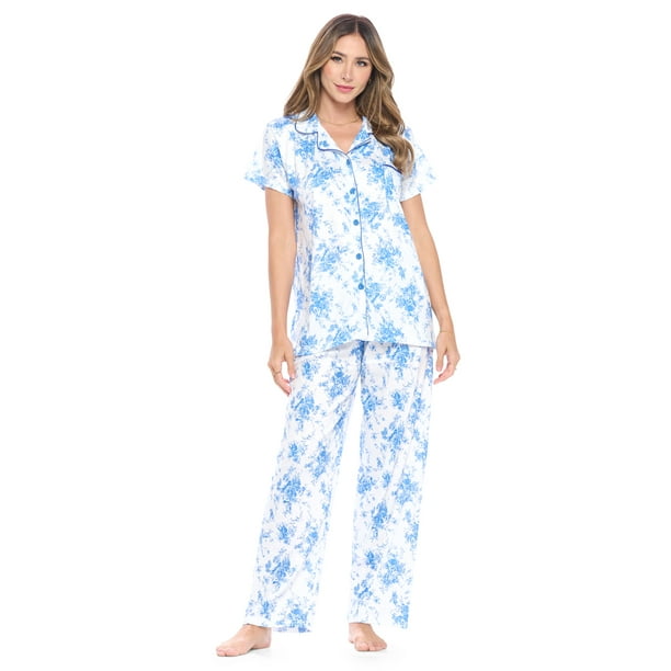 Casual Nights Women's Short Sleeve Floral Pajama Set - Walmart.com