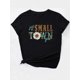 thumbnail image 3 of Women's Casual Leopard Print Sunflower Graphic Tee - "JUST A SMALL TOWN GIRL" Short Sleeve Crew Neck T-Shirt, Black Polyester Blend, Spring/Summer Fashion Top, Spring Casual Shirt | Leopard Sunflower, 3 of 7