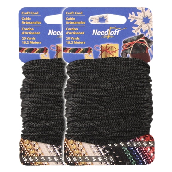 Needloft Craft Cord - #42 Solid Black - 2 Pack (2x20yds) = 40 Yards