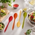 thumbnail image 6 of AOWOO 4 Pcs Large Silicone Mixing Spoon Set, 10.82*2.36 inch Heat Resistant Colored Mixing Spoons, Non-stick Basting Spoon for Kitchen Cooking, Mixing, Baking, Serving and Stirring, 6 of 8