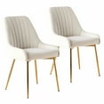 thumbnail image 6 of MOJAY Velvet Upholstered Dining Chairs, Dining Table Chairs with Golden Metal Legs, Living room Chairs, Set of 2, White, 6 of 10