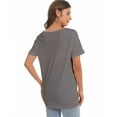 thumbnail image 2 of Womens Deep V Neck T Shirts Casual Short Sleeve Loose Fit Basic Fashion Tee, 2 of 6
