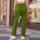 thumbnail image 5 of Amzcrzy Pantalones Mujer Deportivos Casuales Color Liso Cintura Alta Cordón Ajustable Pierna Ancha Recta Holgados Con Bolsillos Tallas S-2XL Verde, 5 of 7