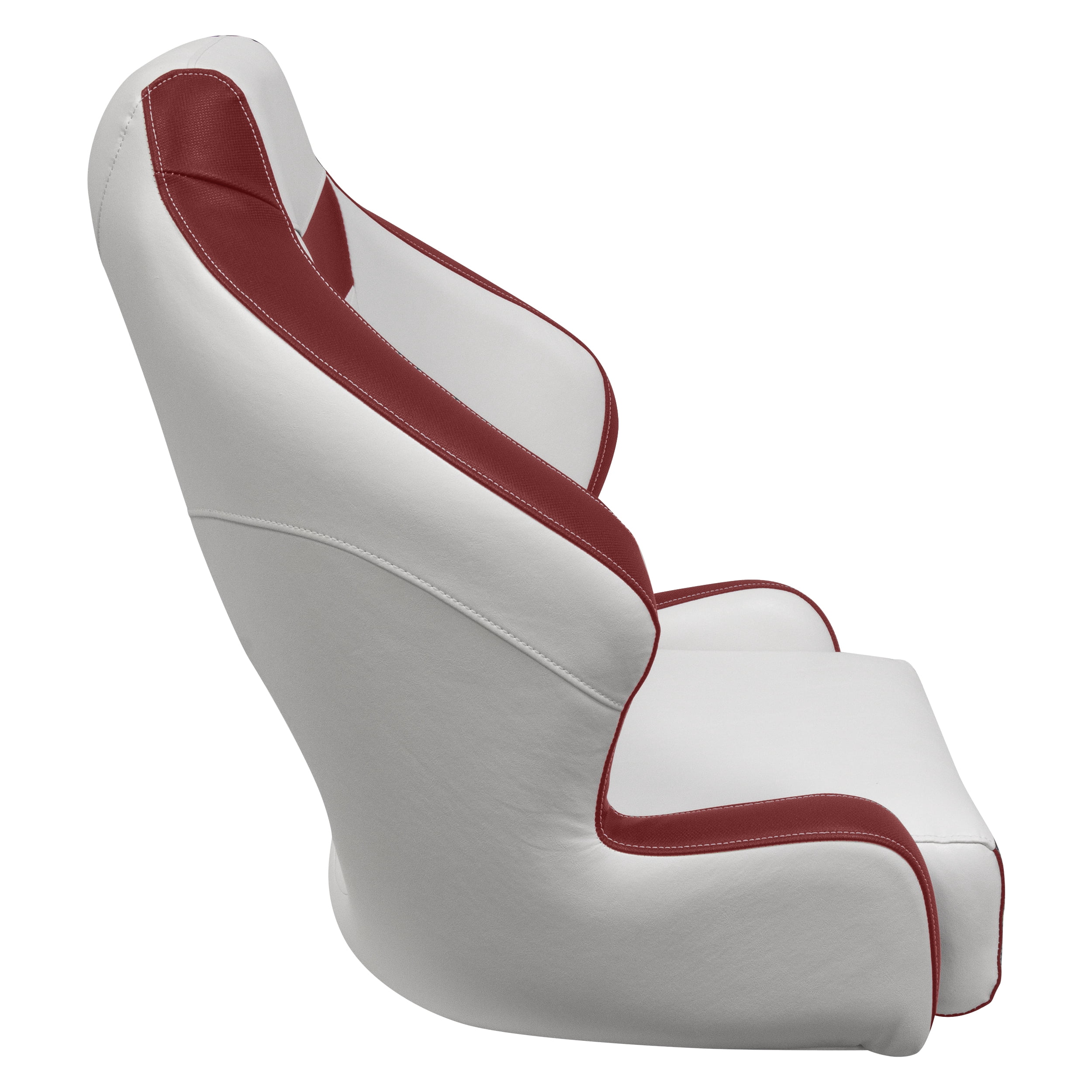 Wise DLX3338-1906 DLX Series Pontoon Bucket Seat with Flip Up Bolster - White / Crimson Red