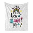 thumbnail image 1 of Inspirational Soft Flannel Fleece Throw Blanket, You and Me Words with Rainbow Clouds and Hearts Love Romance Doodle Print, Cozy Plush for Indoor and Outdoor Use, 70" x 90", Multicolor, by Ambesonne, 1 of 6