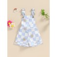 thumbnail image 2 of CIYCuIT Toddler Kids Girls Summer Overalls Checkerboard Floral Print Sleeveless Pockets Shortall Rompers Little Girls Cute Suspender Jumpsuit 6M 12M 18M 24M 3T 4T 5T 6T, 2 of 9