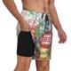 thumbnail image 2 of Balery Travel Stamp Bañador para hombre, shorts de playa de secado rápido con entrepierna y forro de compresión-3X-Large, 2 of 6