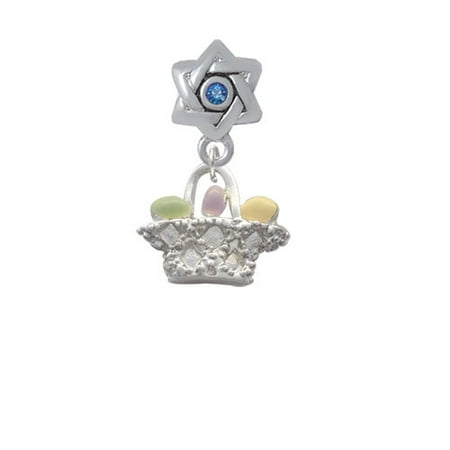 Easter Egg Bead - Easter Egg Basket - Star of David with Blue Crystal Charm Bead