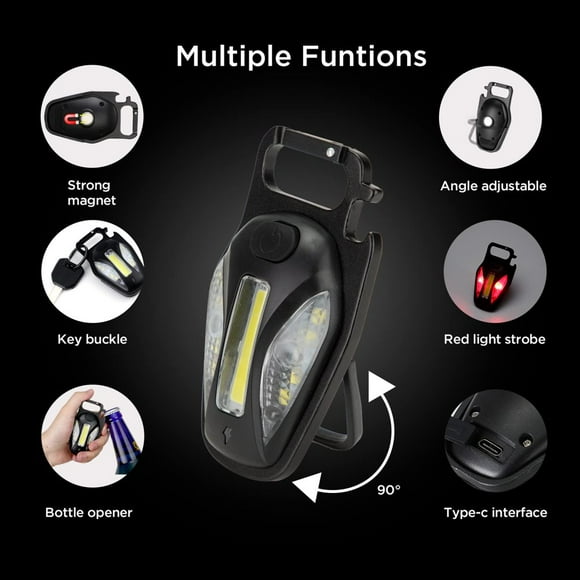 MesaSe 2000LM Rechargeable Key Chain Flashlights Portable Mini Light Magnetic Work Light 3 Modes with Folding Bracket for Walking Camping Repairing Christmas Gift Black