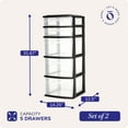 thumbnail image 4 of Homz Plastic 5 Drawer Storage Container Tower Closet Organizer, 2 Pack, 4 of 8